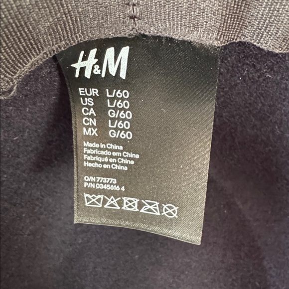 H&M Dark Navy Wool Hat with Brown Faux Leather Hatband. - Picture 6 of 7